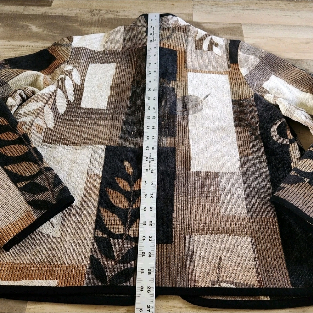 Vtg Boho Tapestry Jacket Women's L Fall Foliage Earth Tone Leaf Art Wear Zip Up - Picture 11 of 16
